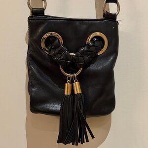 Michael Kors Black Leather Tassel Crossbody Bag